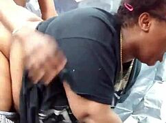 Nerdy fat ass ebony pounded hard by monster cock public park