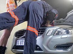 mechanic asks to fuck my wife in miniskirt and i let him creampie her