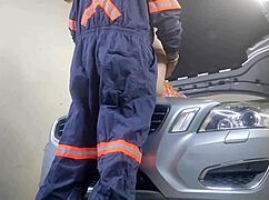 mechanic asks to fuck my wife in miniskirt and i let him creampie her