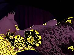 synth and angel goddess share a furry romantic night full of sensual passion