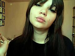 goddess smokes cig with big bare pussy lips close up femdom tongue tease!?