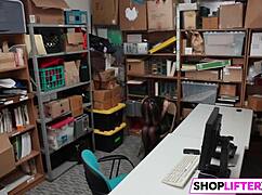 Sexy shoplifter Eden gets hardcore punishment from burglar with monster cock in garage