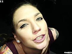 deepthroat queen takes 11 cumshots at gloryhole her perfect petite body handling old cocks like a champ