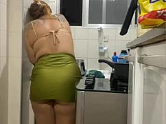 Why show my swollen young pussy flashing in mini skirt live from kitchen exhibitionist tease