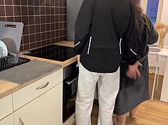 he rips her clothes and fucks his chubby mother-in-law doggystyle until cum covered