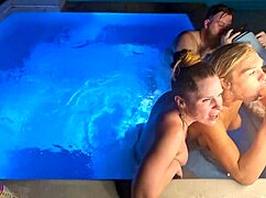 imagine delilah grace and scarlett gushes splashing in hot tub threesome creampie chaos