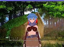 whoa, monster girl in hom factory tower game teases with big tits and ass 🍑💦