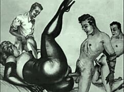 Vintage erotic art captures timeless hairy pussy allure