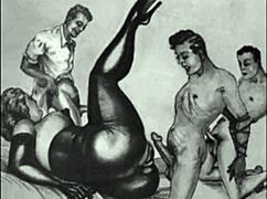 Vintage erotic art captures timeless hairy pussy allure