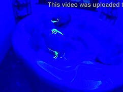 my wet pussy tingles with ultraviolet pleasure flashing in bikini shower