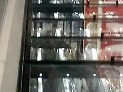 Hidden cam catches jiggling teen booty in tight jeans upskirt style
