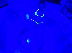 my wet pussy tingles with ultraviolet pleasure flashing in bikini shower