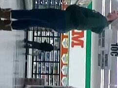 Hidden cam catches jiggling teen booty in tight jeans upskirt style