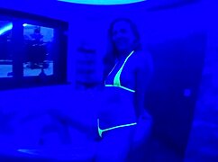 my wet pussy tingles with ultraviolet pleasure flashing in bikini shower
