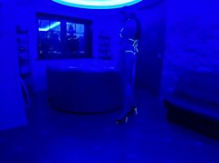 my wet pussy tingles with ultraviolet pleasure flashing in bikini shower