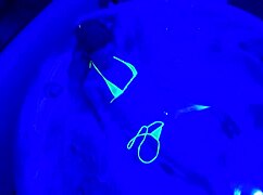 my wet pussy tingles with ultraviolet pleasure flashing in bikini shower