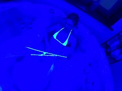 my wet pussy tingles with ultraviolet pleasure flashing in bikini shower