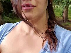 Chubby latina milf flashes huge tits outdoors gropes boobs with stranger publicly