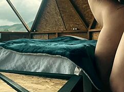 Two curvy lesbians rip clothes and fuck hard in glamping tent to sexy music 🔥💦