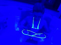 my wet pussy tingles with ultraviolet pleasure flashing in bikini shower