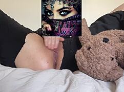 strawberry stuffed in my tight teen pussy... miss your dick mi amor