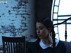 wednesday addams fingers her wet pussy solo cosplay parody 😈💦