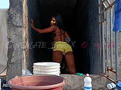 Sunday Chores Shaking Juicy Ebony Booty For Teen Neighbors