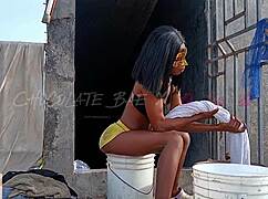 Sunday Chores Shaking Juicy Ebony Booty For Teen Neighbors
