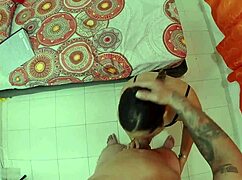 this curvy colombian milf pays her debt with deepthroat blowjob and bent over doggystyle pounding from muscular guy