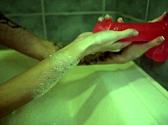 cute skinny 18yo shemale fingers spanks and jerks tight pussy with huge dildo closeup
