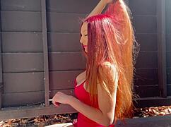 Italian milf Artemisia with huge tits smokes sexy solo cig in long hair 🔥😍