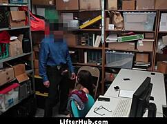 caught shoplifting lingerie, teen gets bent over and dominated hard in garage