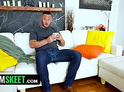 young blonde babysitter bent over taking hunky boss doggystyle deep