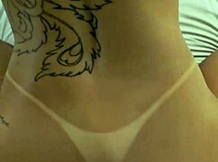 brazilian housewife kalena mitrak bends over bed for anal doggystyle with tan lines exposed