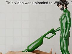 guy works rotating machine deep into his buddy's tight hole
