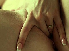 crystal white spreads tight pussy lips close-up cramming huge dildo deep