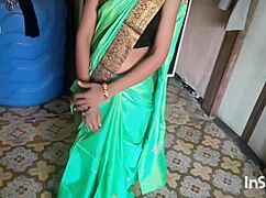i can't stop watching my curvy village bhabhi shivani tease in green saree