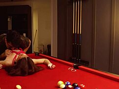 she shows up in dress we fuck hard over pool table cum everywhere