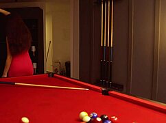 she shows up in dress we fuck hard over pool table cum everywhere