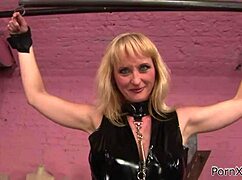 bound mature blonde lesbians whipped roughly in basement bdsm