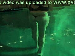 Girlfriend's Late Night Pool Solo Turns Into Wild Fingering Orgasm Frenzy!