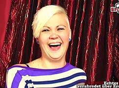 short-haired german blonde dives into her first sex casting interview with eager vibes