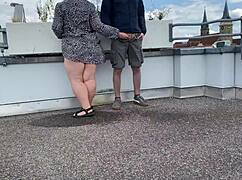 i love peeing outdoors with my curvy mother-in-law flashing her huge natural tits everywhere