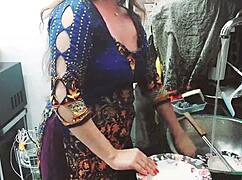 owner fucks indian maid alone in kitchen