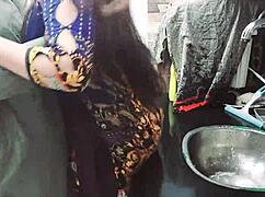 owner fucks indian maid alone in kitchen