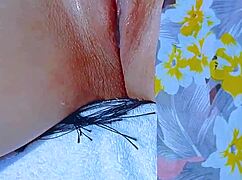 Latina teen uses glass dildo on pink pussy after beach day