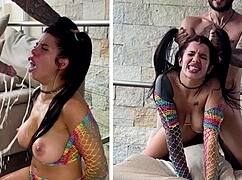 Submissive Slut Humiliated With Milk And Gets Creampie