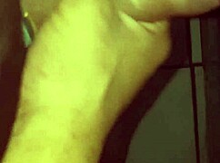 hot handjob from cuckold in the bathroom