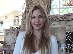 Tight blonde beauty taking a doggy style fuck in pov