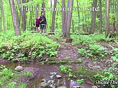a petite babe gets nailed outdoors near the waterfall